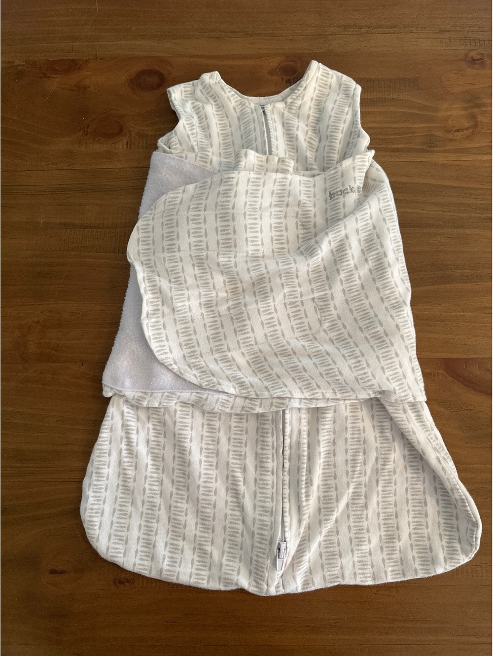 Halo Swaddle in White with Gray- Size NB Newborn 0-3 Months